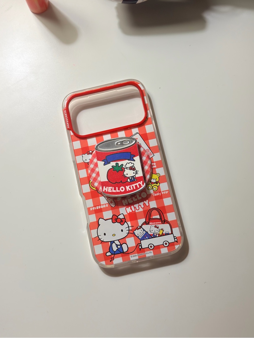 Hello Kitty Red and White Check Gingham Phone Case with Can PopGrip